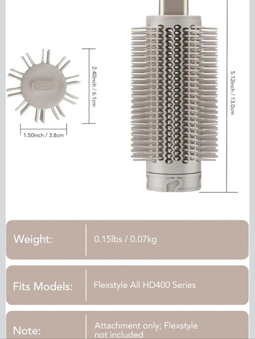 Round Brush Attachment for Shark FlexStyle. Upgraded Oval Round Volumizing Brush